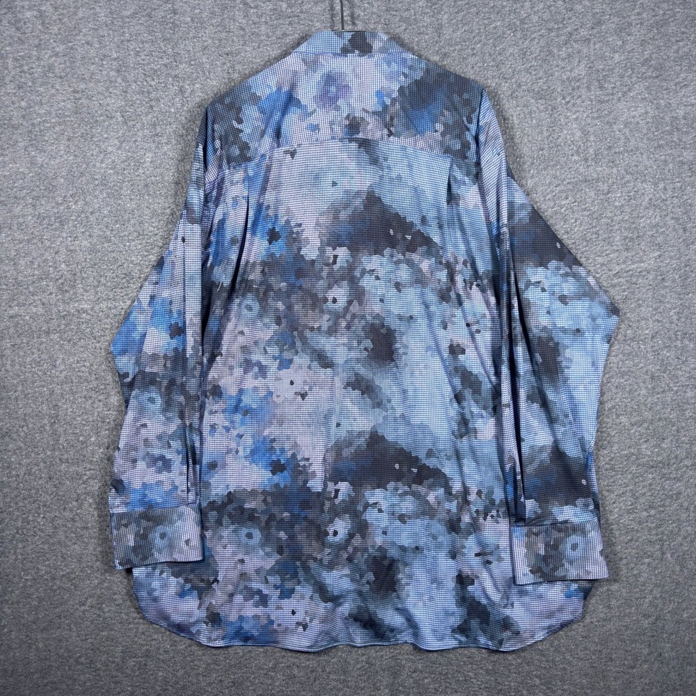 Visconti Black Shirt Mens 3XLB Blue Abstract Camo AOP Stretch Long Sleeve Button - Picture 8 of 9